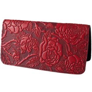 Oberon Design Wild Rose Embossed Genuine Leather Checkbook Cover